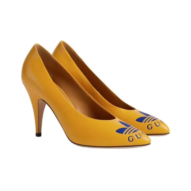 Adidas Originals x GUCCI Cone Heel High Heels Women's Yellow-2