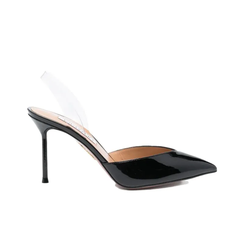 AQUAZZURA V Plexi 90mm Slingback Pumps-1