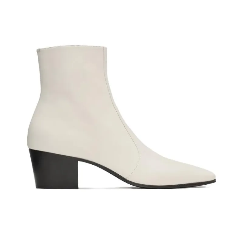 SAINT LAURENT Vassili Ankle Boots Men's Ivory White-1
