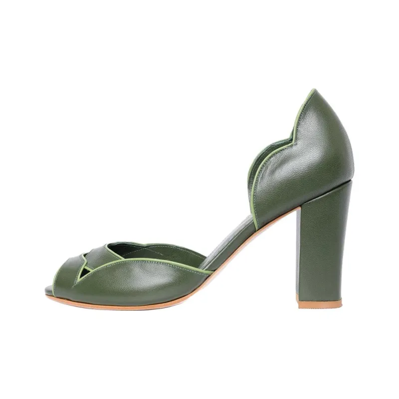 Sarah Chofakian Léger Chunky Heel High Heels 7.5cm Women's Green-0