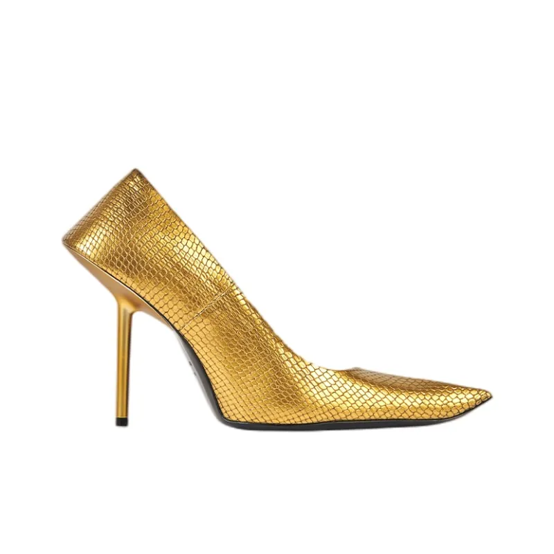 Balenciaga Knife High Heels Women's Gold-1