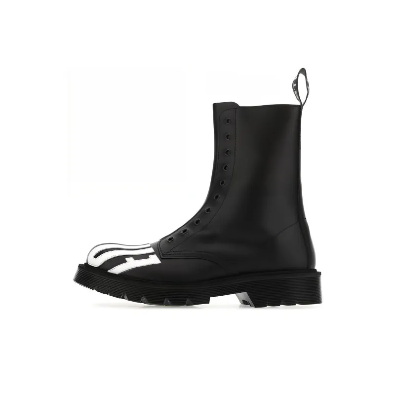 Vetements Slogan Printed Round Toe Army Boots-0