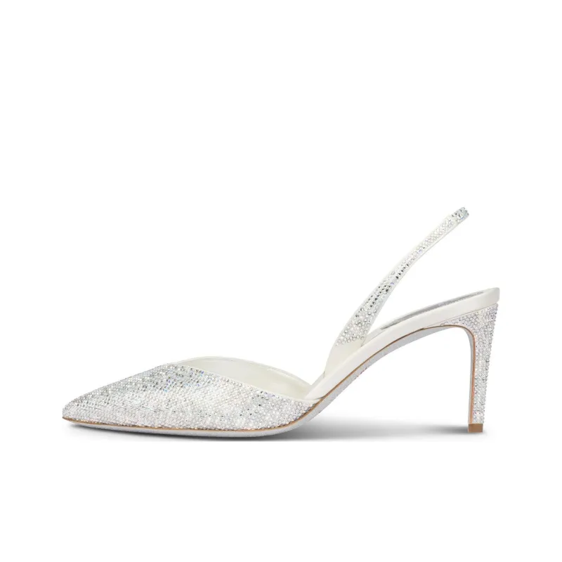 RENE CAOVILLA Slim Heel Closed Toe Slippers Women's White-0