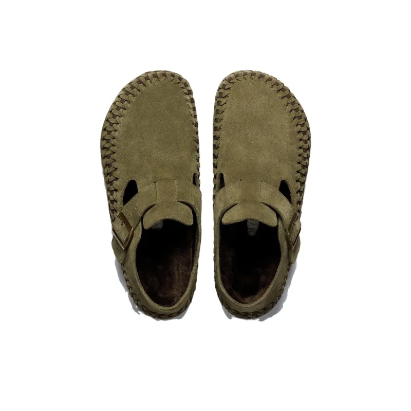 Birkenstock London Braided Shearling Kith Olive Night-2
