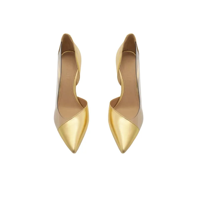 Schutz Cheslie Slim Heel High Heels 11cm Women's Gold-4