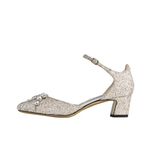 Jimmy Choo Verity Chunky Heel High Heels 4.5cm Women's Gold