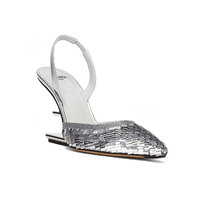 FENDI Fendi First Irregular Heel High Heels 9.5cm Women's Silver-1