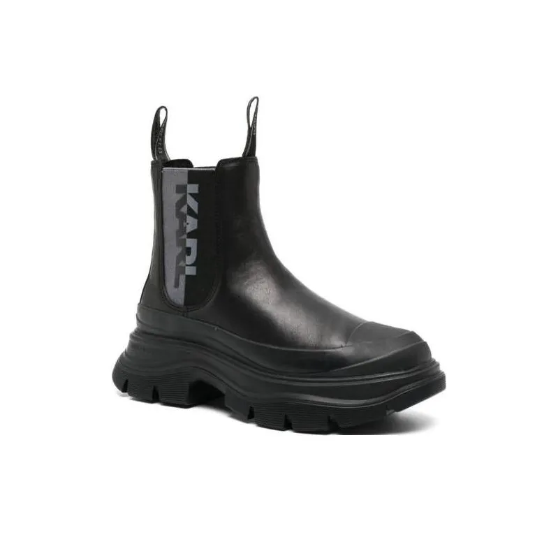 KARL LAGERFELD Logo-patch Leather Ankle Boots-2