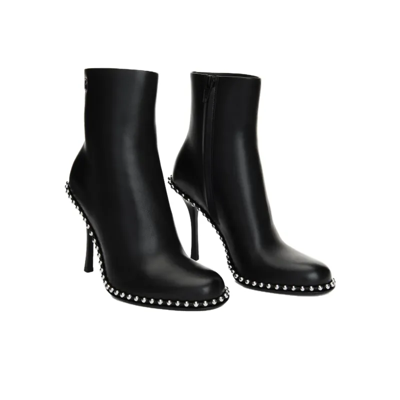 alexander wang 110mm Stud-embellished Leather Ankle Boots-3