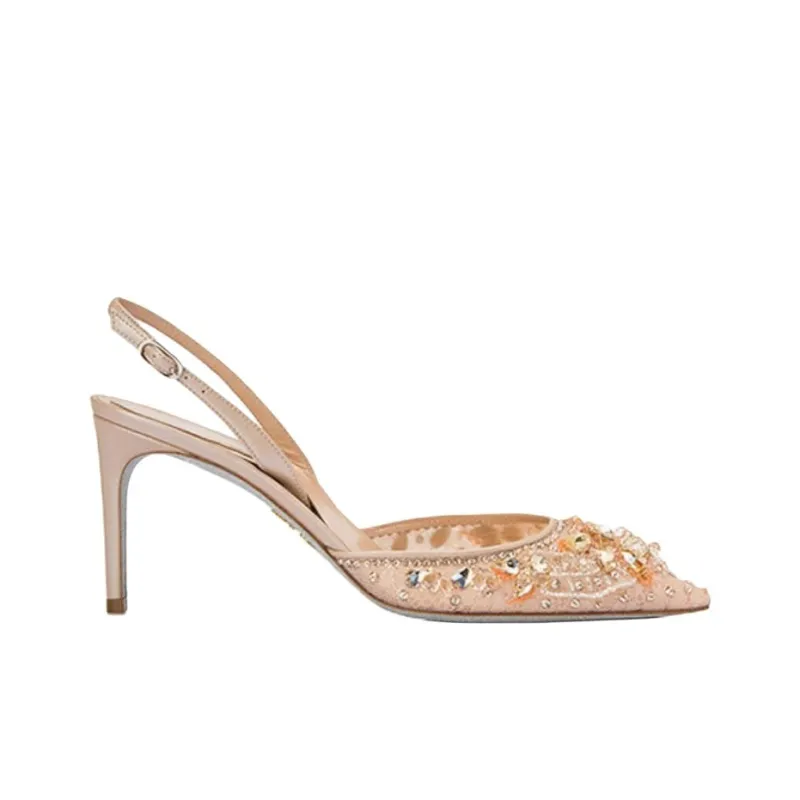 RENE CAOVILLA Aretha Slim Heel High Heels 8cm Women's Pink-1