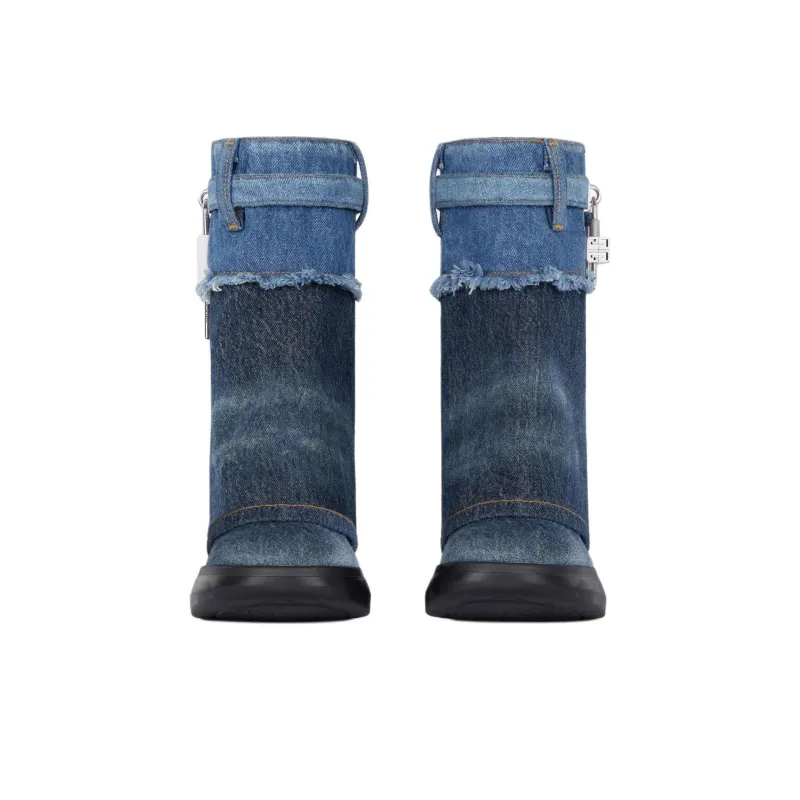 Givenchy Shark Lock Biker Ankle Boots 8.3cm Women's Blue-3