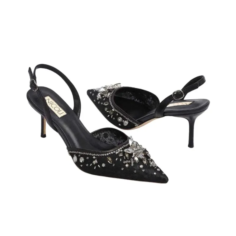 NICOLI Hailee Slim Heel High Heels 7cm Women's Black-3