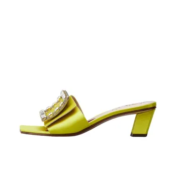 Roger Vivier Biki Love Chunky Heel Slide Slippers 4.5cm Women's Yellow