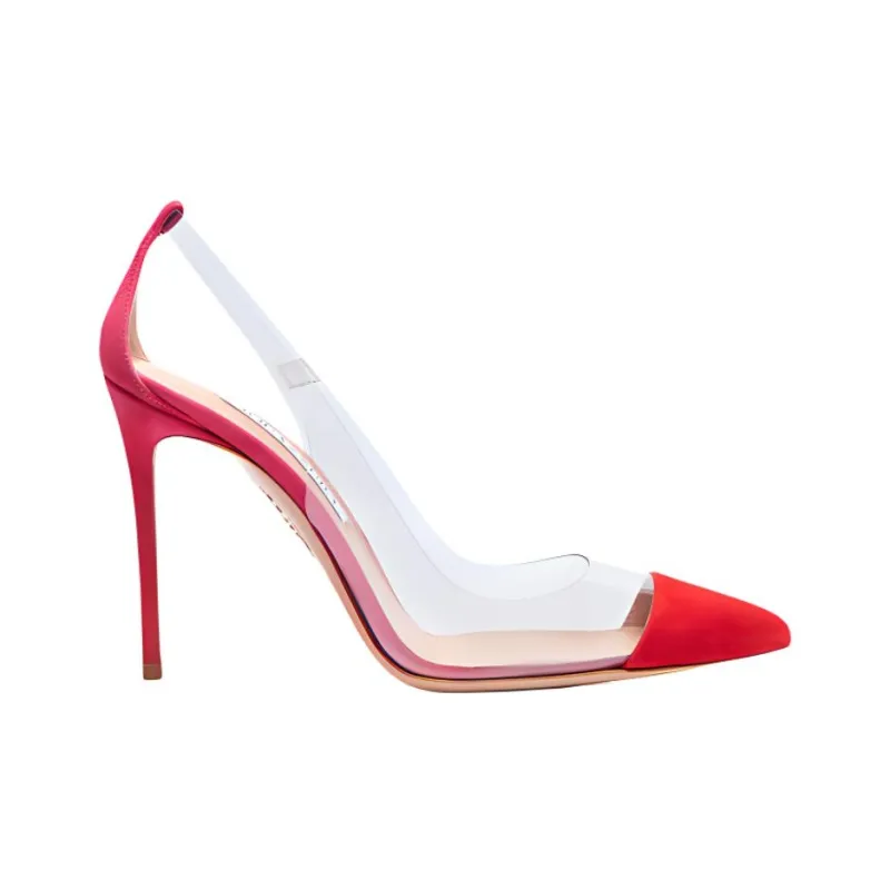 AQUAZZURA Naked Pump Slim Heel High Heels 10.5cm Women's Red-1