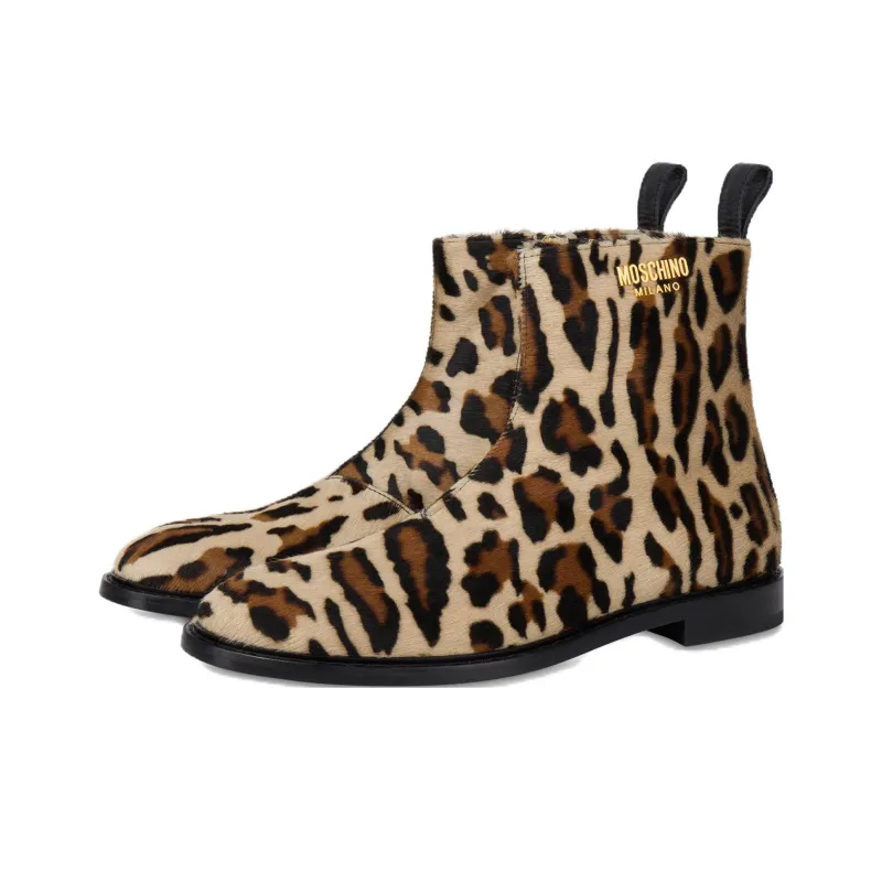 MOSCHINO Ankle Boots 3cm Men's Black Brown-2