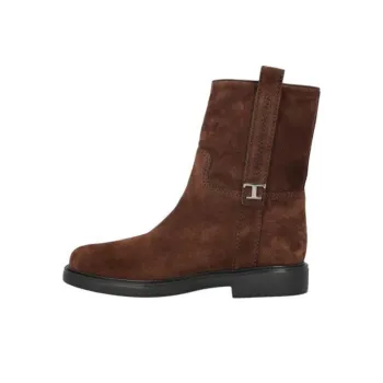 TOD'S T Plaque Round Toe Ankle Boots Women's