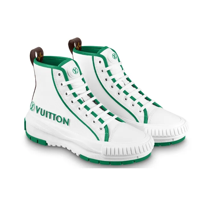 LOUIS VUITTON Squad Ankle Sneakers 'White Green' Women's-3