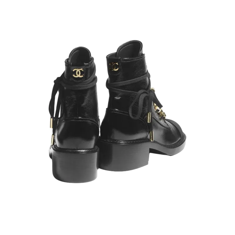 CHANEL Ankle Boots 5cm Women's Black-4