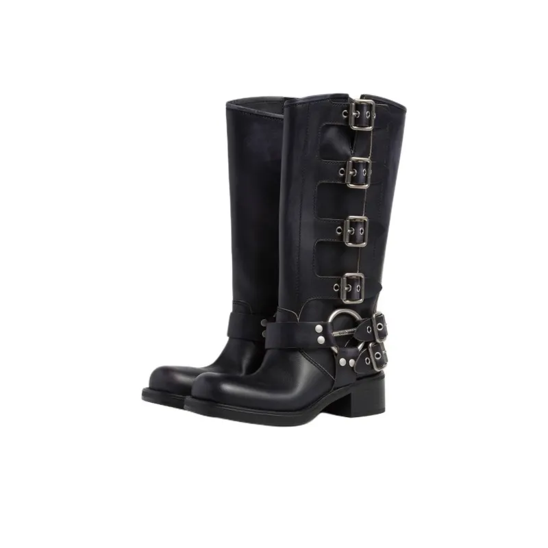 MIU MIU Buckle-detail Leather Boots-2