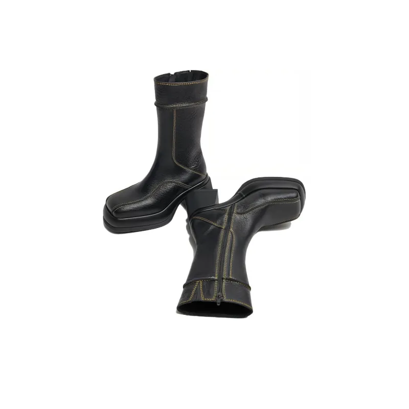 MIISTA Ankle Boots 8cm Women's Black Green-2