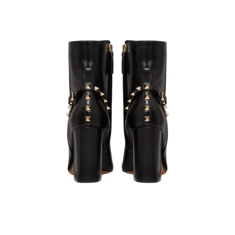 Valentino Rockstud Ankle Boots 9cm Women's Black-4