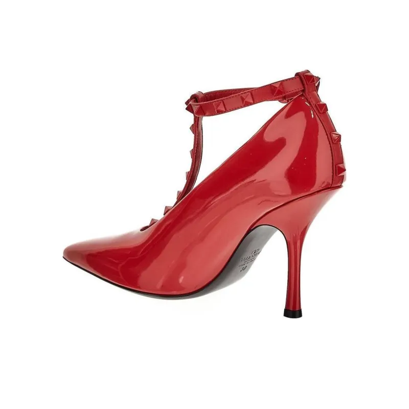 Valentino Rockstud GARAVANI Slim Heel High Heels 10cm Women's Red-3