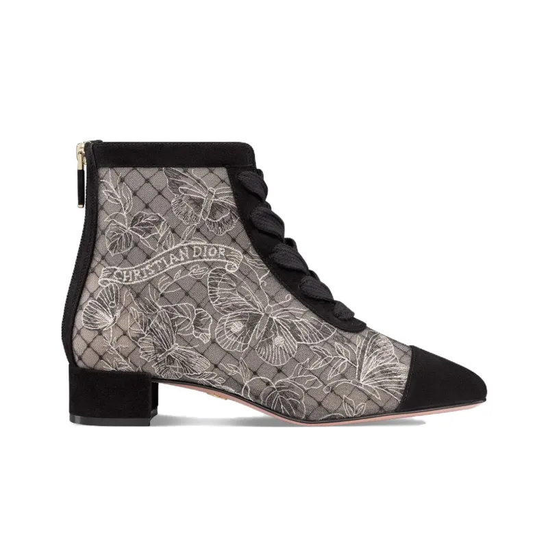 DIOR Naughtily-D Ankle Boots 3cm Women's Gray Black-1