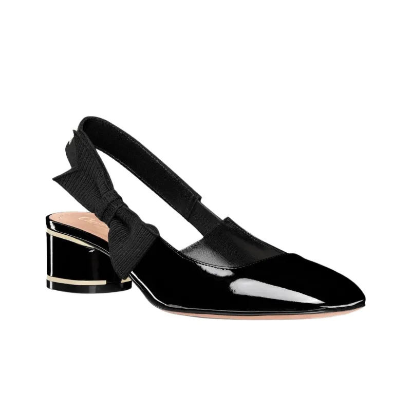 DIOR Miss Dior Chunky Heel High Heels 4cm Women's Black-2