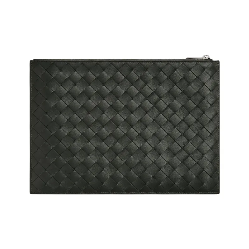 Bottega Veneta Intrecciato Lambskin Clutch Men's Dark Green-2