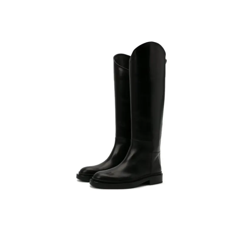 JIL SANDER Knee high Boots Chunky Heel Women's Black-2