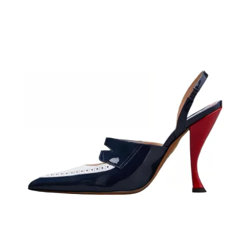 THOM BROWNE Curved-heel 120mm Leather Pumps