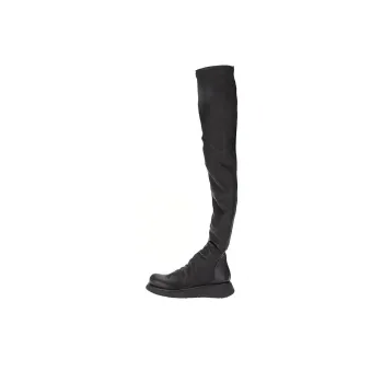 RICK OWENS/RO Creeper Para Stocking Knee-high Boots Women's Black