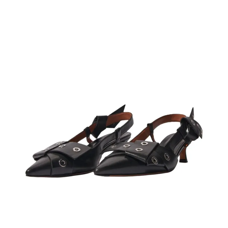 Maje Irregular Heel High Heels 5.5cm Women's Black-2