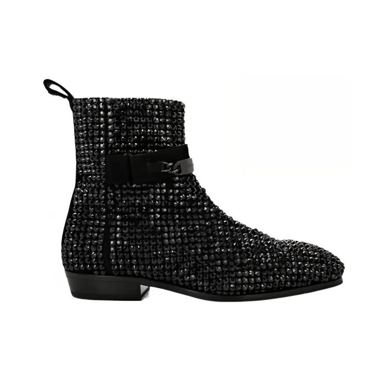 PHILIPP PLEIN Crystal-embellished Suede Boots-1