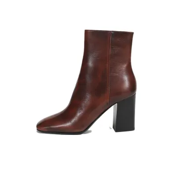 PRADA Leather Square Toe Ankle Pumps 'Brown' Women's