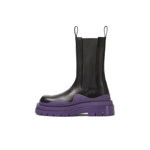 Bottega Veneta BV Tire Crew Chelsea Boots Women's Black Purple
