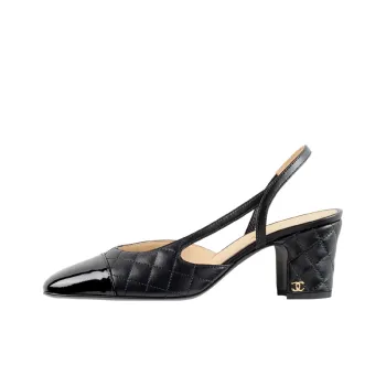 CHANEL Chunky Heel High Heels Women's Black