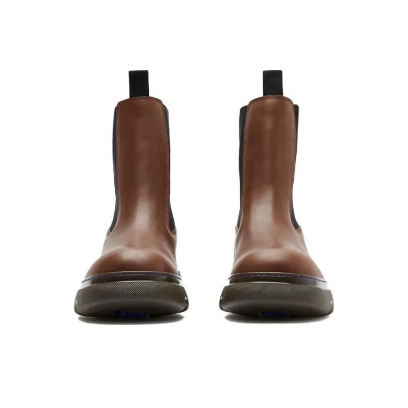 Burberry Short Chelsea Boots Men's Brown-2