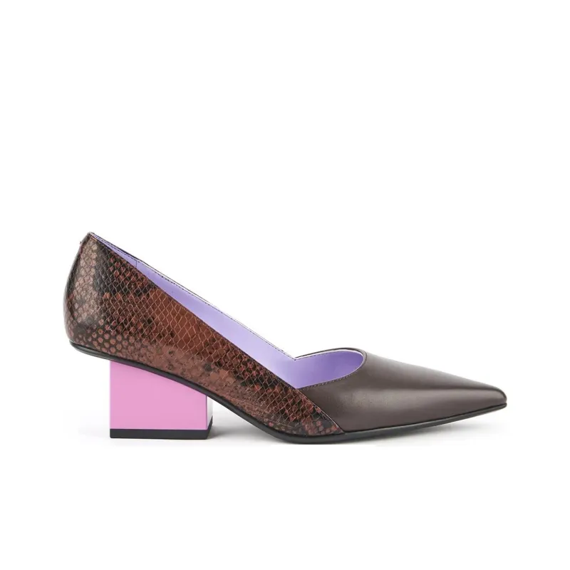 UNITED NUDE RAILA PUMP Block Heel High Heels 6cm Women's Brown Pink-1