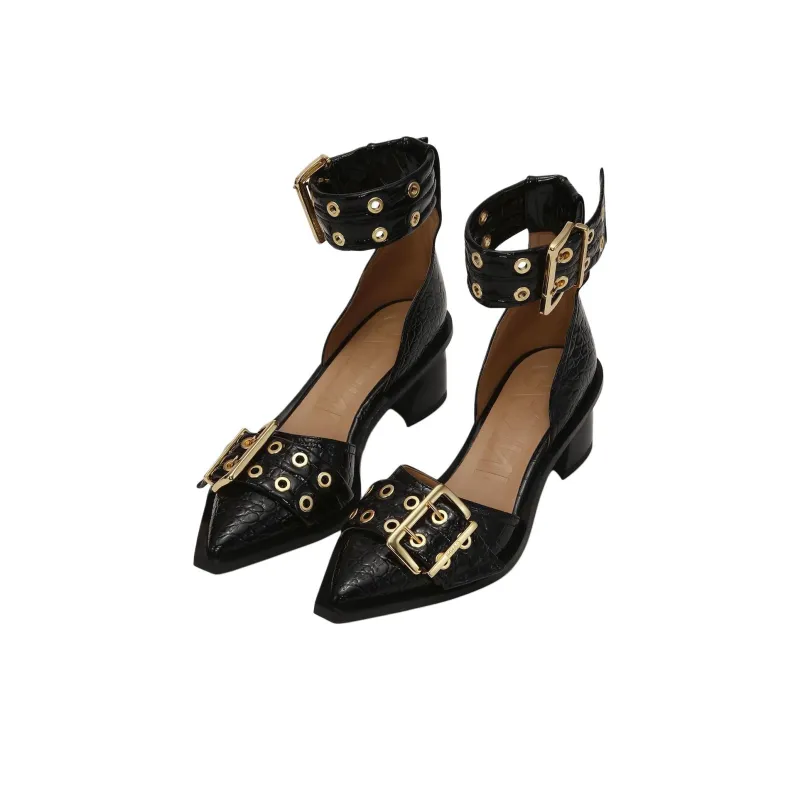 GANNI Chunky Heel High Heels Women's Black-4