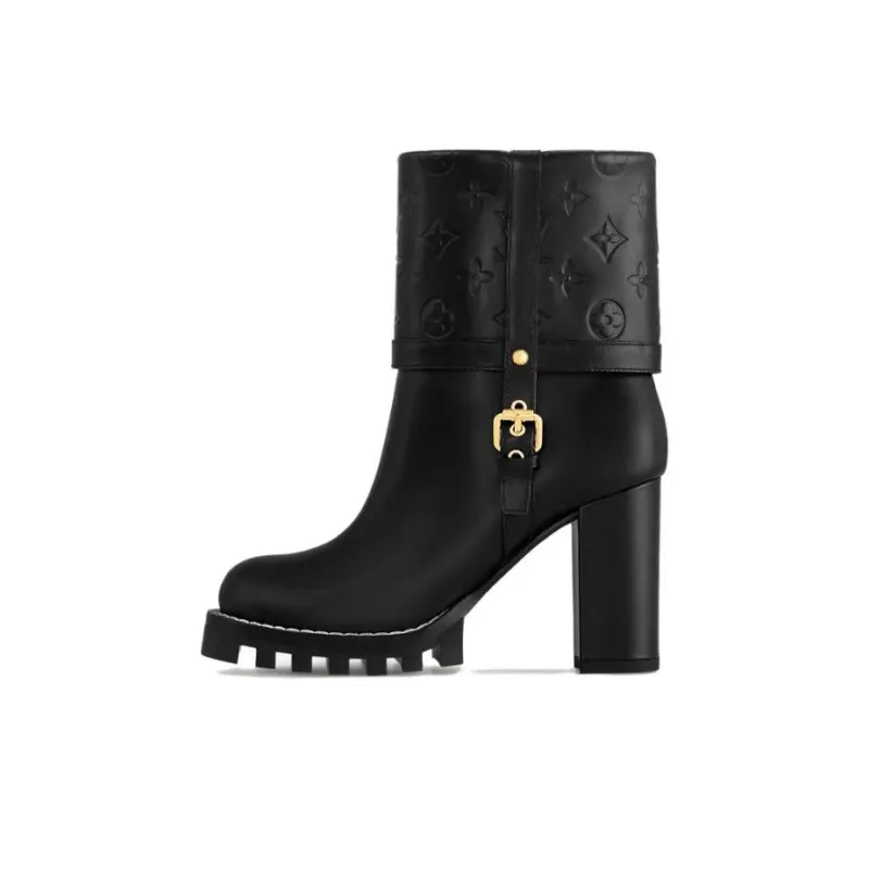 LOUIS VUITTON Star Trail Ankle Boots 8cm Women's Black-0