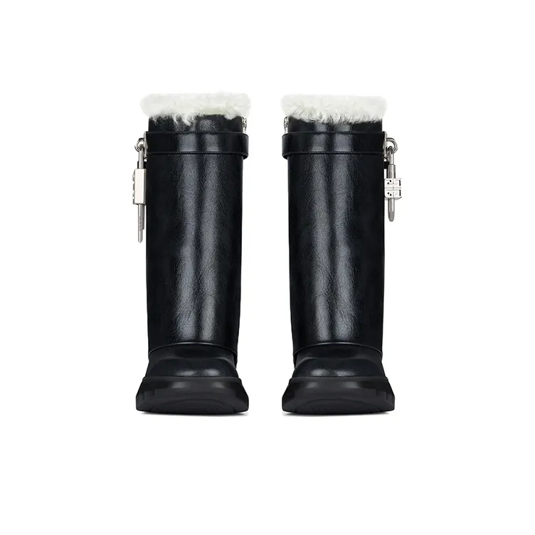 Givenchy Shark Lock Ankle Boots Biker Black Natural Women's-2