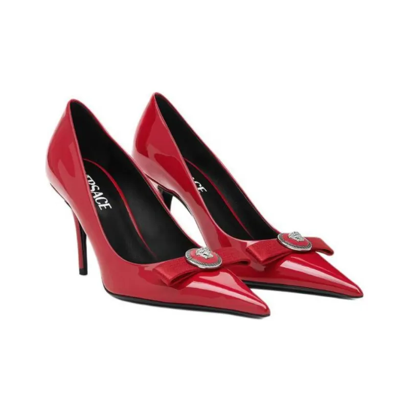 VERSACE Medusa '95 Gianni Slim Heel High Heels 8.5cm Women's Red-2