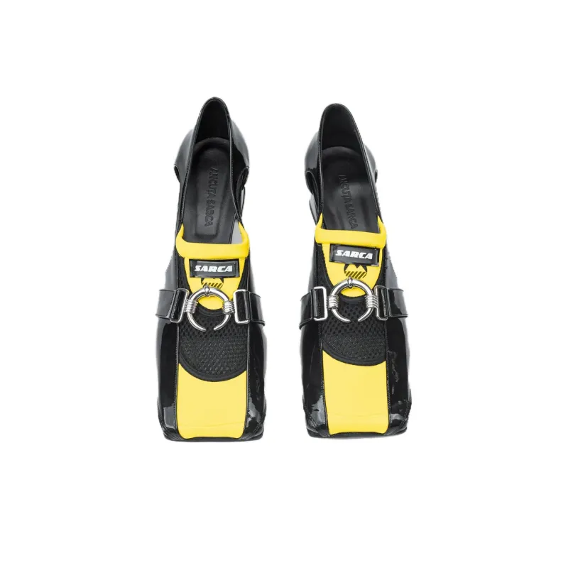 ANCUTA SARCA Chunky Heel High Heels 4.5cm Women's Black Yellow-3