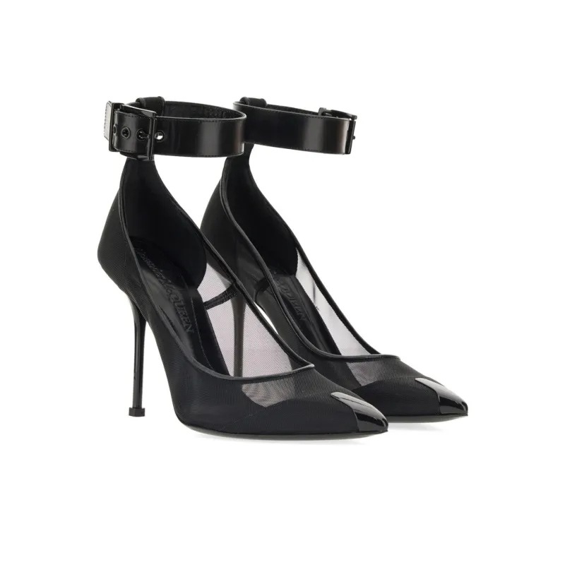 Alexander McQueen Mesh-Panelled Ankle Buckled Pumps-2