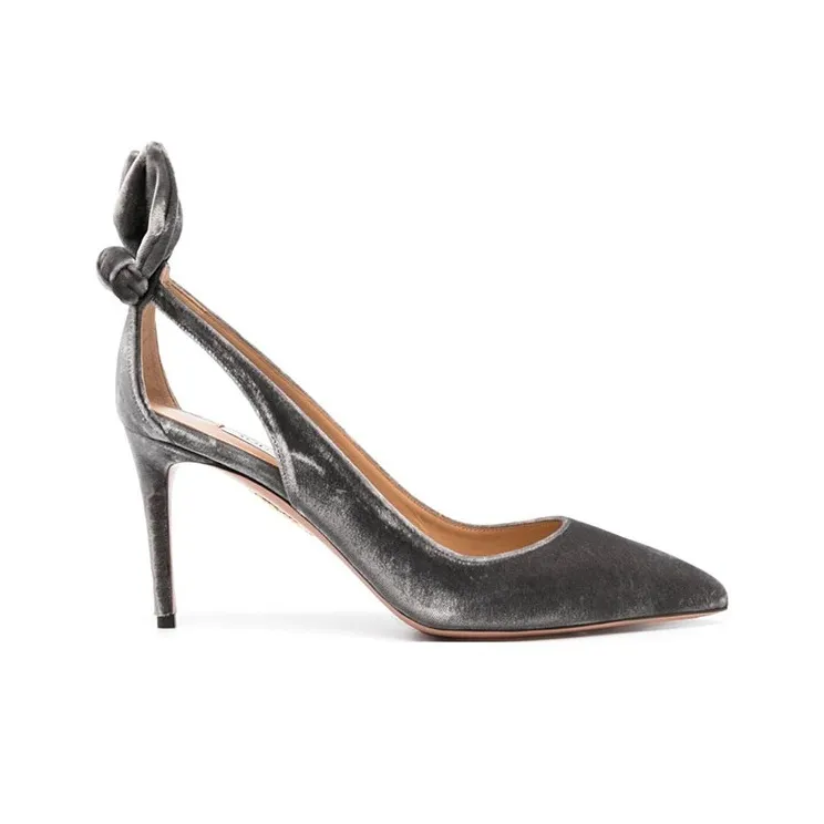 AQUAZZURA Bow Tie 85mm Velvet Pumps-1