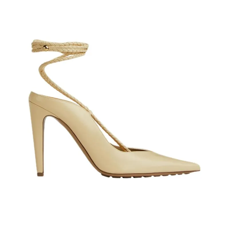 Bottega Veneta Slim Heel High Heels 10cm Women's Beige-1