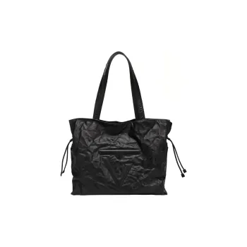 TangGuh Cow Leather Tote Bag Shopping Bag Handbag Large Size Women's Black