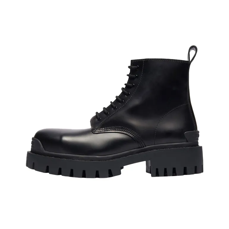 Balenciaga Small Cowhide Lacing Martin Mid Boots 'Black'-0