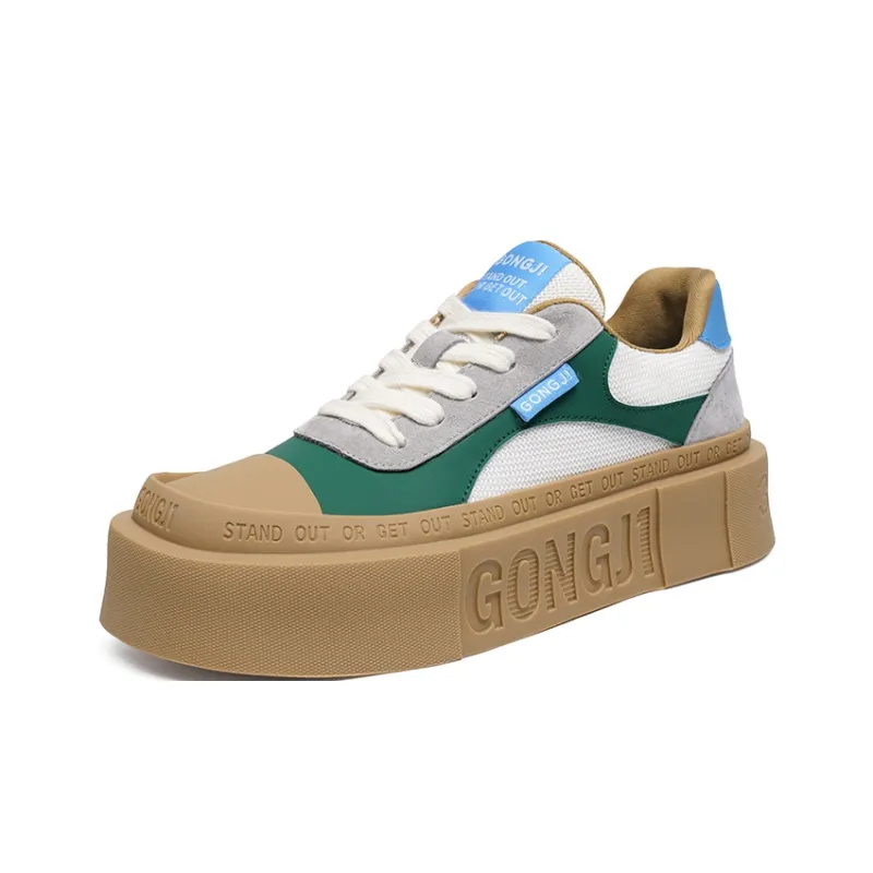 GONGJI Square Inch Of Ground Low Top Skateboard Shoes Unisex Green-2